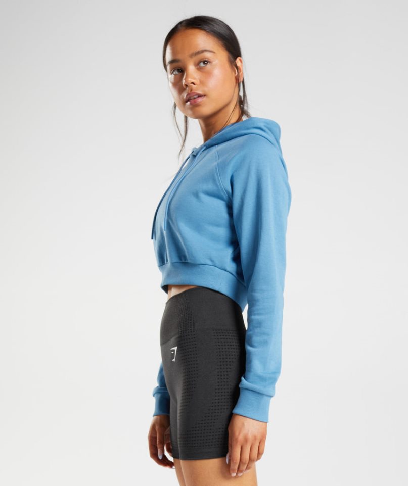 Bluzy Z Kapturem Gymshark Treningowe Cropped Damskie Niebieskie | PL 975XIT